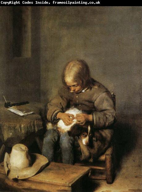 Gerard Ter Borch Boy Catching Fleas on His Dog